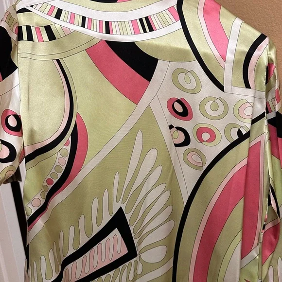 ICONIC Kasper Multicolor Abstract Silk Blouse - Picture 9 of 11